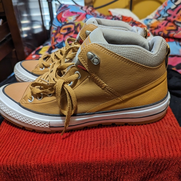 Converse All Stars mids Tan leather Size 10 Rare Shoe - Picture 9 of 10